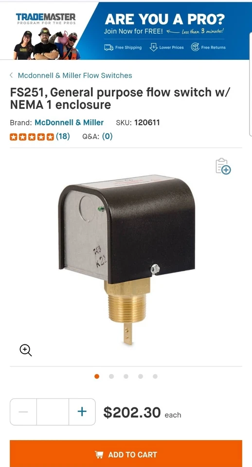 Interruptor de flujo McDonnell & Miller FS251 parte # 120611 Foto 4 de 4