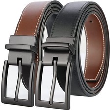 Mens Belt Reversible 100 Italian Leather Dress Casual,One Reverse for 2 Colors