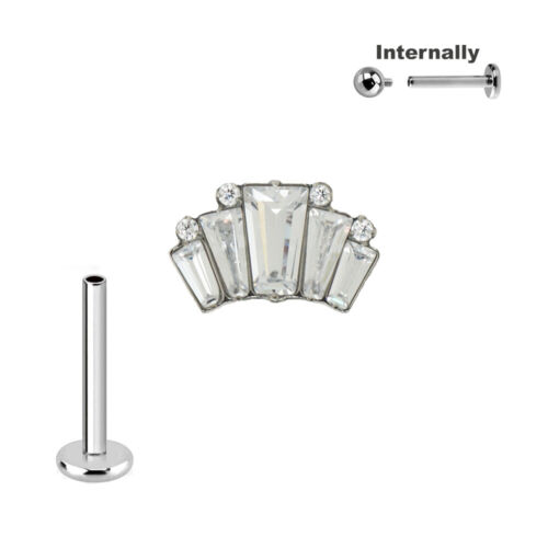1,2mm Eckige Kristalle Bogen Titan Labret Innen Ohr Helix Conch Piercing Stecker - Afbeelding 1 van 2