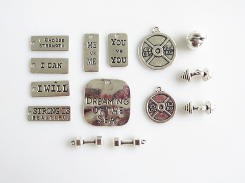 10PCS Tibetan Silver Sport Exercise Sport Crossfit Motivational Charms Pendants - Picture 2 of 28