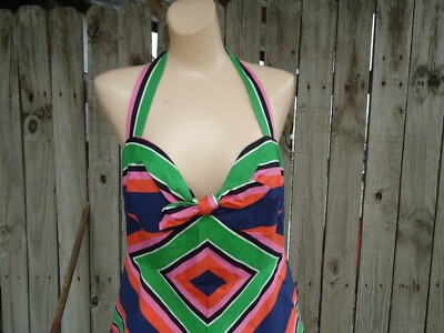New Trina Turk Halter Rhiannon Striped Multi Colored Summer