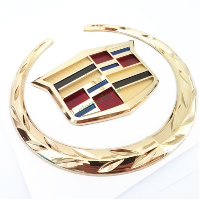 4/" Truck Grill Grille 3D Logo Emblem Badge Sticker Gold Cadillac Wreath Crest