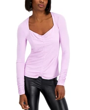 INC International Concepts Womens Size Medium Ruched-Front Top Lavender $49 603