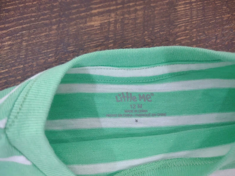 Little Me Koala Niños Niños 12M Lote de 2 Ropa Rayas Verde Azul Foto 3 de 4