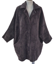 Maison Cinqcent Coat Black Fluffy Faux Fur Overcoat Relaxed Collared Size M