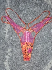 Vs Very Sexy High Leg Strappy Thong Panty Large NEW Neon Floral