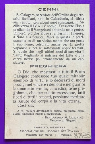 Prayer Card Holy Card, Saint Calogero -rif. 8835 - Imagen 2 de 2