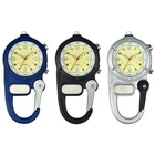 Clip On Watch FOB Buckle Carabiner Outdoor Luminous LED Flashlight Quartz Analog