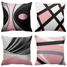 Set of 4 Soft Pink Throw Pillow Covers 18" x 18" Pack of 4 Pink and Grey