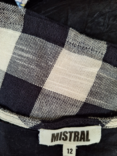 FABULOUS MISTRAL BLACK & IVORY GINGHAM CHECK 100% COTTON DRESS Sz 12 - Picture 5 of 6