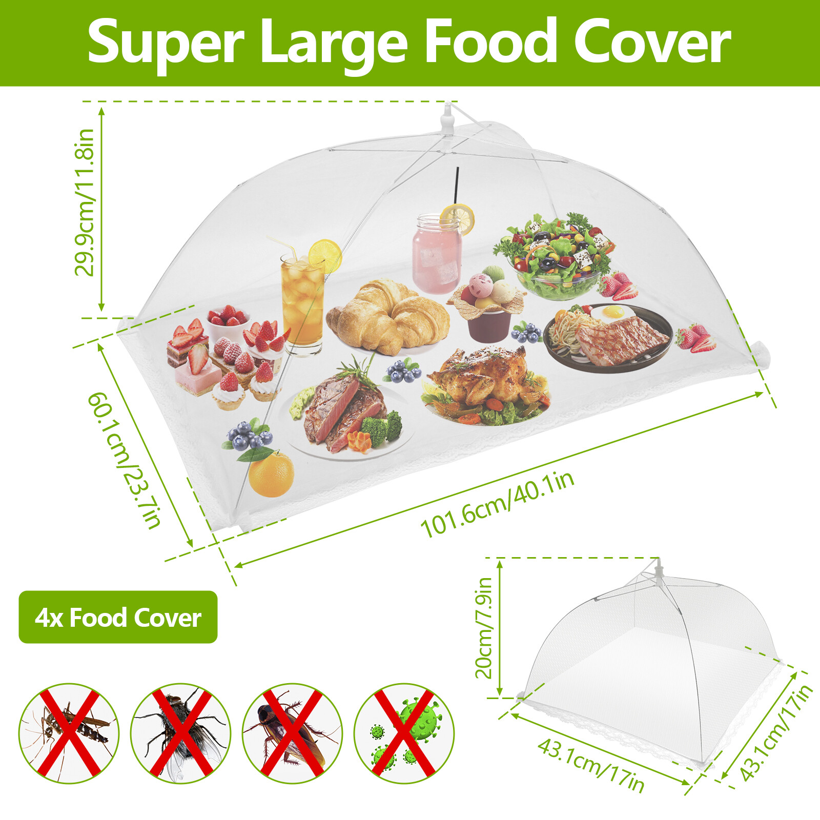 5X Mesh Food Cover Pop Up Collapsible Domes Outdoor Cover Large