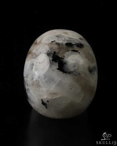 Teschio di cristallo intagliato a mano 1,1" tormalina nera e pietra di luna, realistico - Foto 6 di 9