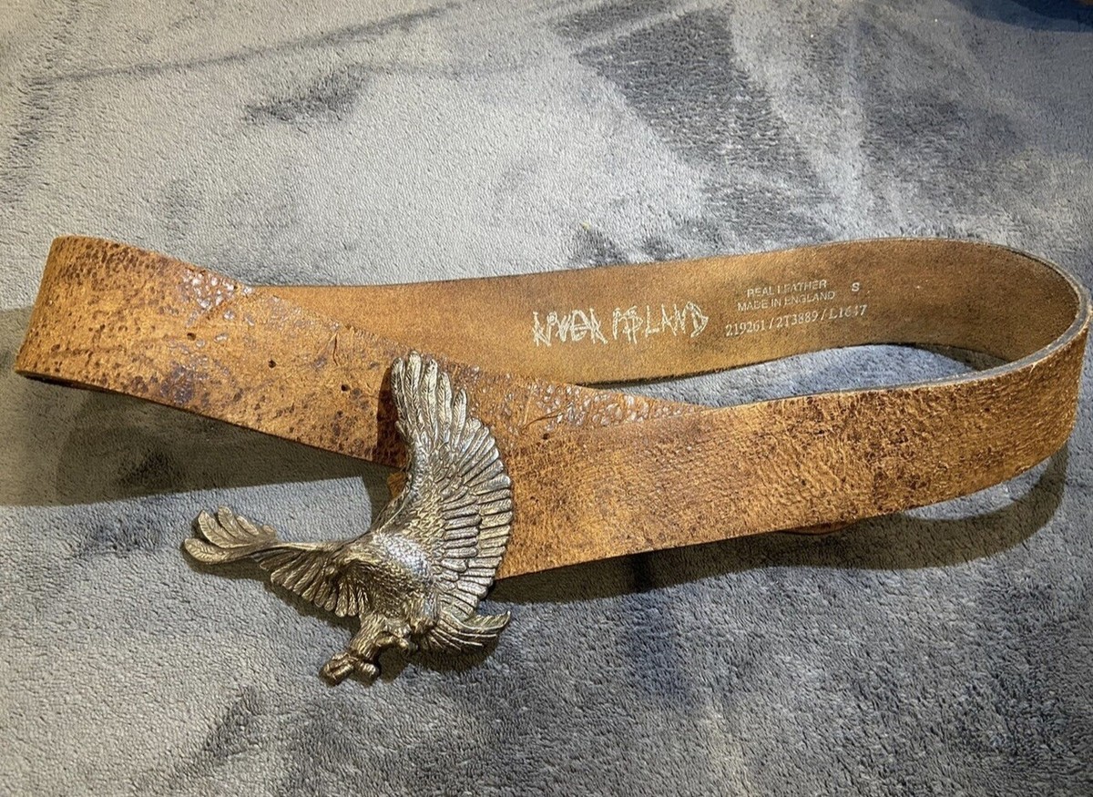 バッグ Vintage River Island Metal Eagle Brown Leather Belt Made in