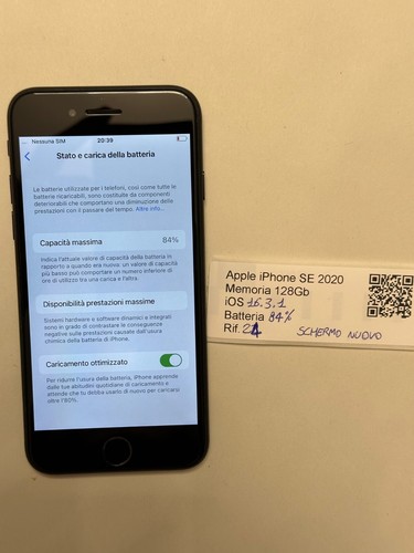 Apple iPhone SE 2020 128gb nero Black schermo nuovo batteria 84/100 - Foto 3 di 3