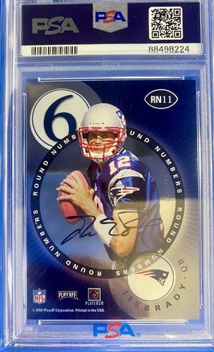 2000 Playoff Contenders Round Numbers RN11 Tom Brady / Bulger AUTO PSA 6 EX-MT