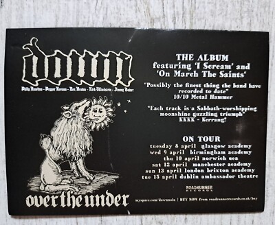 DOWN Phil Anselmo U.K TOUR Flyer HANDBILL 2008 ORIGINAL Mint CARD