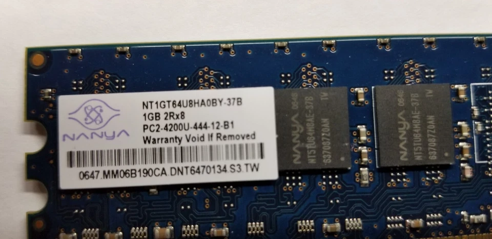 NANYA 2GB (2x 1GB) DDR2 PC2 4200U DESKTOP MEMORY RAM SDRAM - Image 2 of 2