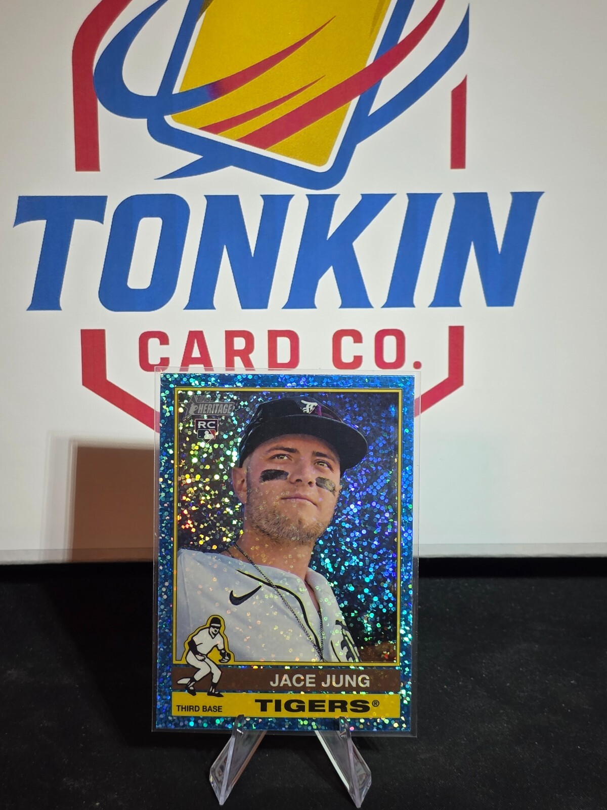 2025 Topps Heritage - Jace Jung #71 Chrome Light Blue Sparkle Refractor (RC)