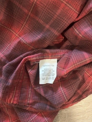 100% Cotton King Ranch Men XL Red Flannel Chest Pockets Long Sleeve Shirt - Picture 8 of 10