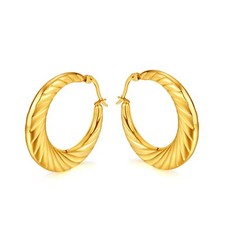 Gold-Plated Stainless Steel Round Thread Earring Hoop For Women Girls Party Gift