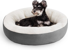 round Donut Cat and Dog Cushion Bed, 20In Pet Bed for Cats or Small Dogs, Anti-S