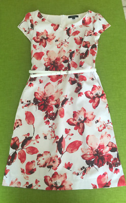 Comma Kleid w. Neu Elegant Etui-Kleid weiß rot Gr. 38 1 x getragen