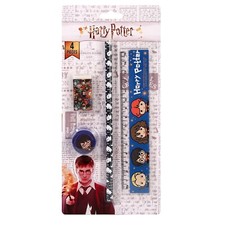Juego de papelería de lápiz Harry Potter 4 piezas borrador regla sacapuntas niños