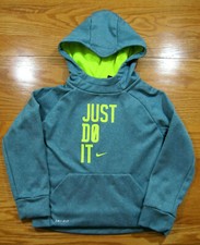 NIKE "JUST DO IT" Dri-Fit Pullover Hoodie Child's 5/S 4-5 years Teal Unisex