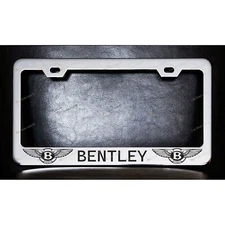 BENTLEY Custom Made chrome metal License Plate Frame Screw Caps