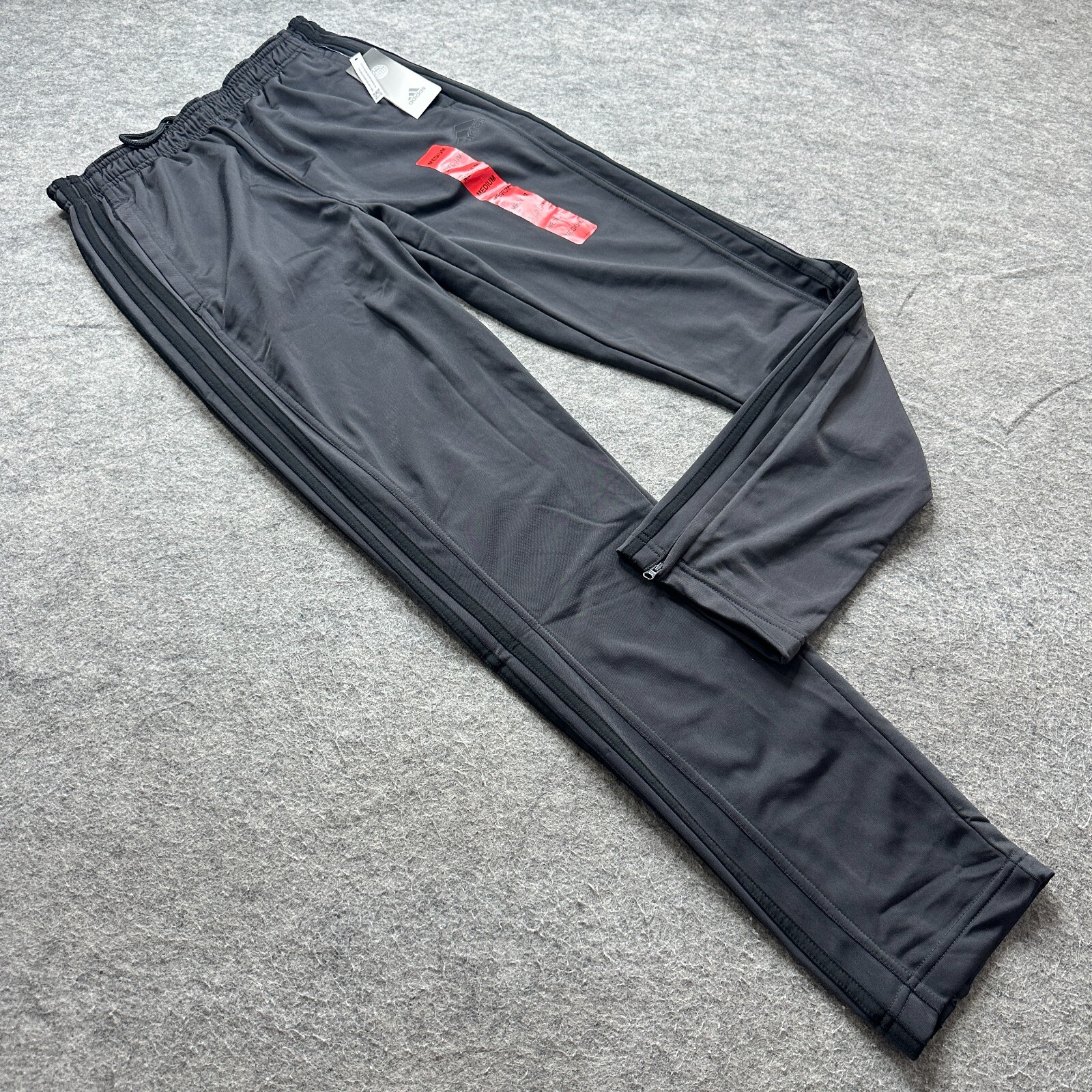 Adidas Trico Zip Pants Men M Gray Black IC4469 Tapered 32" Soccer Track