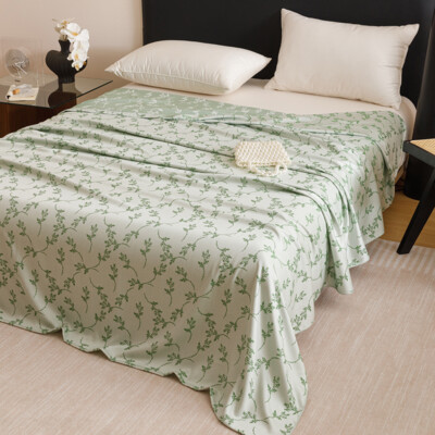 Pure Bamboo Fiber Blanket Summer Quilt Blanket Cool Bamboo Leaves Blanket Green