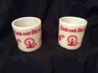 2 Tom and Jerry cups milk glass vintage EE