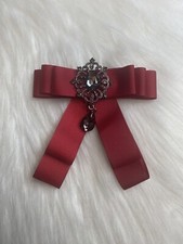 Red Bow Brooch Pin Neck Tie Ribbon Bow New Women Fashion Accessories