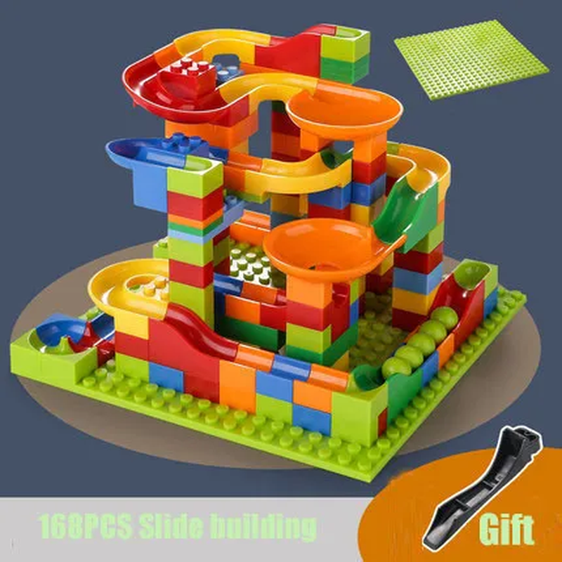 168-336PCS Marble Race Run Blocks Maze Ball Track Building Blocks