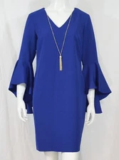 MSK #6551 NEW Women's Indigo Embellished Bell-Sleeve Dress