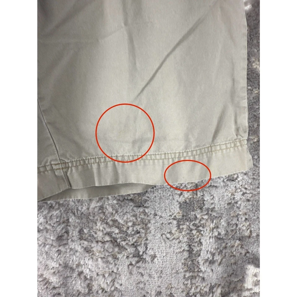 Pantalones Cortos Informales Woolrich Talla 10 Frente Plano Algodón Botón Cremallera Bolsillos Caqui Chino Foto 2 de 4