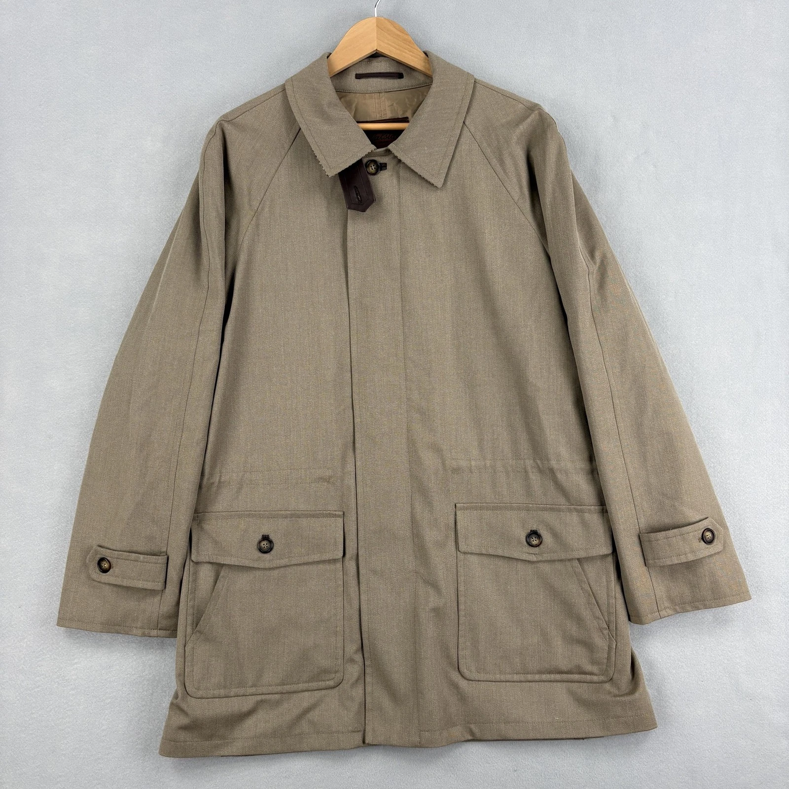 Vintage Loro Piana Valstar Coat Mens 54 Brown Wool Storm System Rain Windproof
