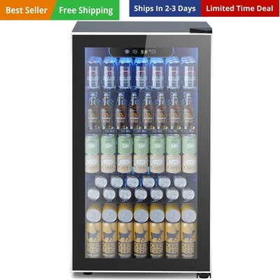 Mini Fridge 130 Can Beverage Refrigerator Cooler, 3.2 Cu.Ft Drink Fridge for ...