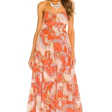 ZIMMERMANN Lola Tie Front Midi Dress Raspberry Floral Cotton AU 2/AU 10
