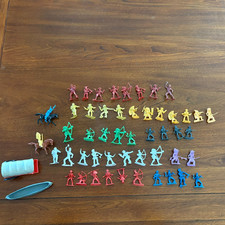 Vintage Cowboys Indian Plastic Figures: covered wagon, canoe, 2 horses, 48 men