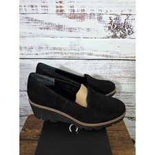 Vionic Willa Wedge Black Suede Slip On Comfort Shoes Women's 8 NIB Read
