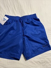 Nike Shorts Mens Med Blue Swim Mesh Lined Drawstring Swoosh Vacation NWT