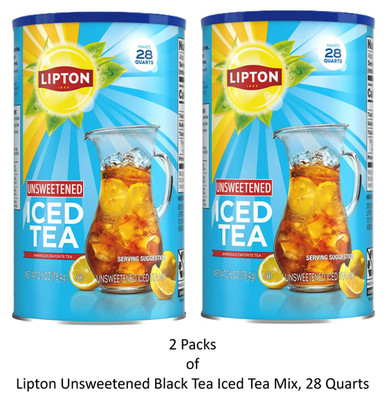 Lipton Unsweetened Black Tea Iced Tea Mix, 28 Quarts (2 Pack)