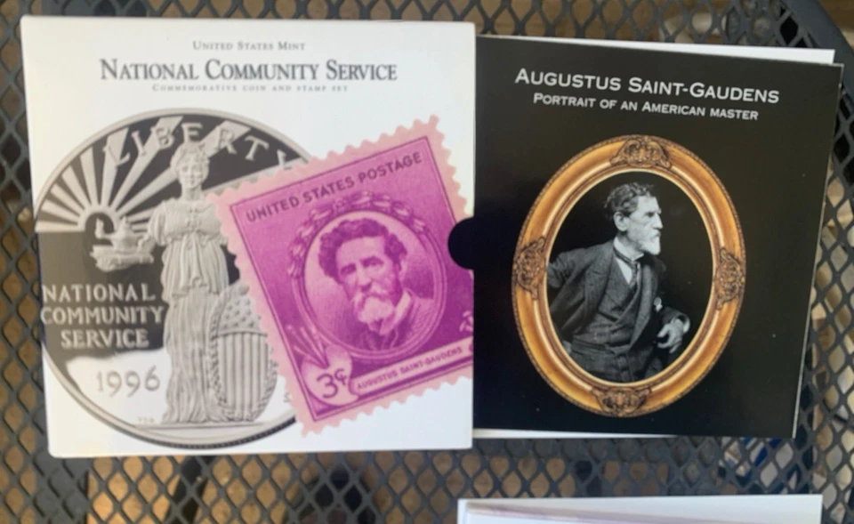 1996 National Community Service Silver Dollar & Stamp Set - Image 4 of 4