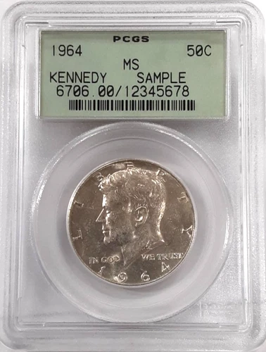 1964-D Kennedy Half Dollar in PCGS MS Sample Holder (B)