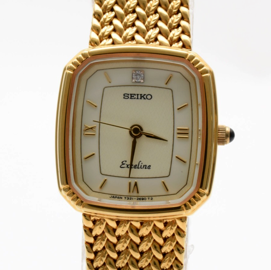 Vintage 1992 [N MINT] SEIKO Exceline 3F31-5A30 Gold Diamond