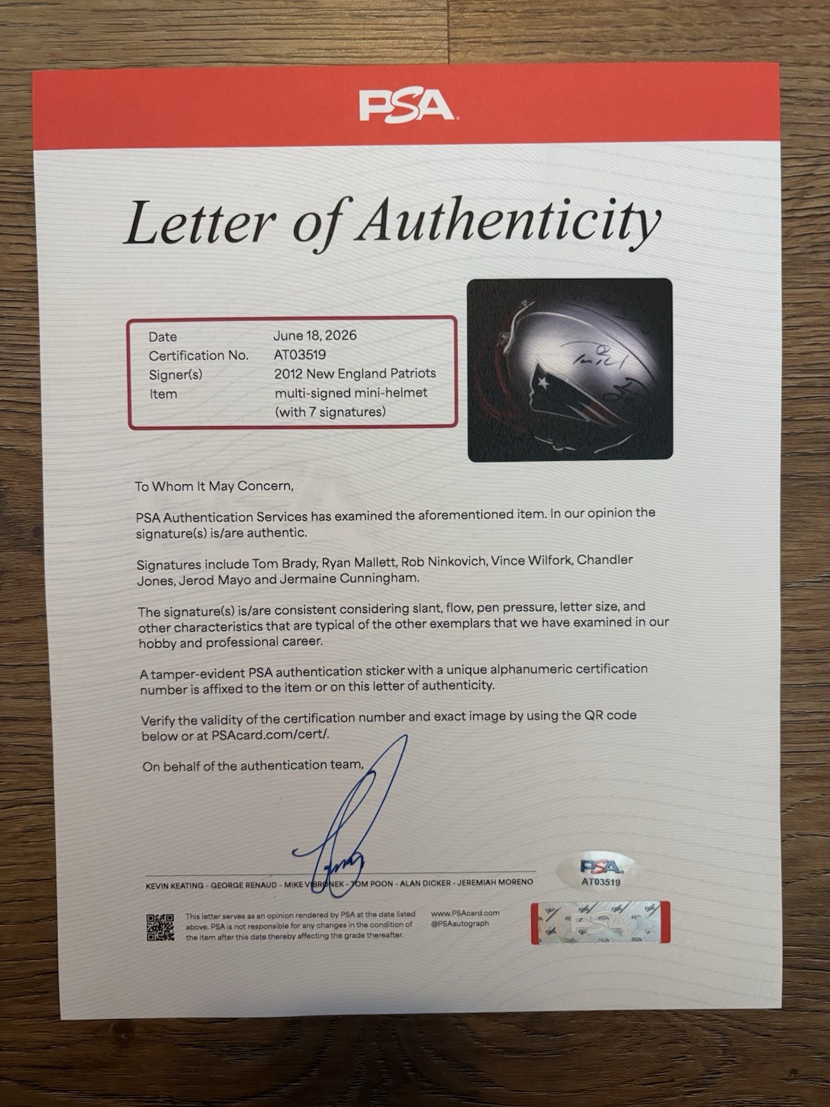 TOM BRADY SIGNED PSA AUTHENTICATED AUTO NEW ENGLAND PATRIOTS W/6 OTHER AUTOS view 2