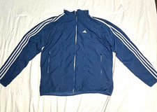 adidas Men's Blue Full Zip Track Jacket w/ Pockets Stand-Up Collar Size M