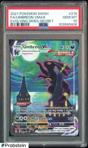 2021 Pokemon SWSH Evolving Skies #215 FA/Umbreon VMAX Secret PSA 10 GEM MT