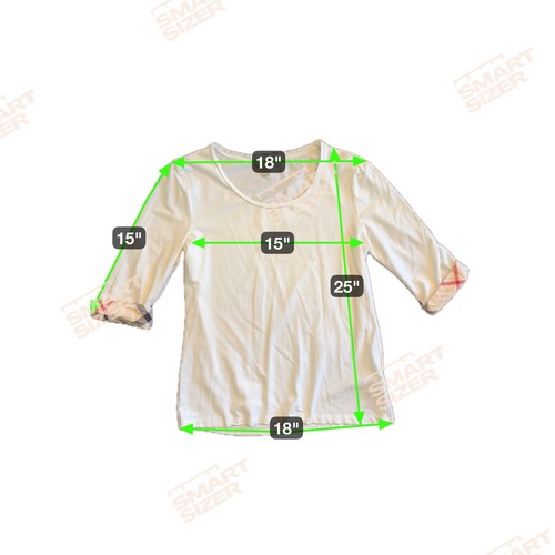 BURBERRY BRIT Lohit Three-Quarter Sleeve Classic Check-Cuff White Shirt Sz M - Picture 8 of 10